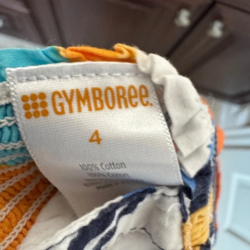 Gymboree Girls Size 4 Sleeveless Tropical Floral Dress - Orange, Blue, White